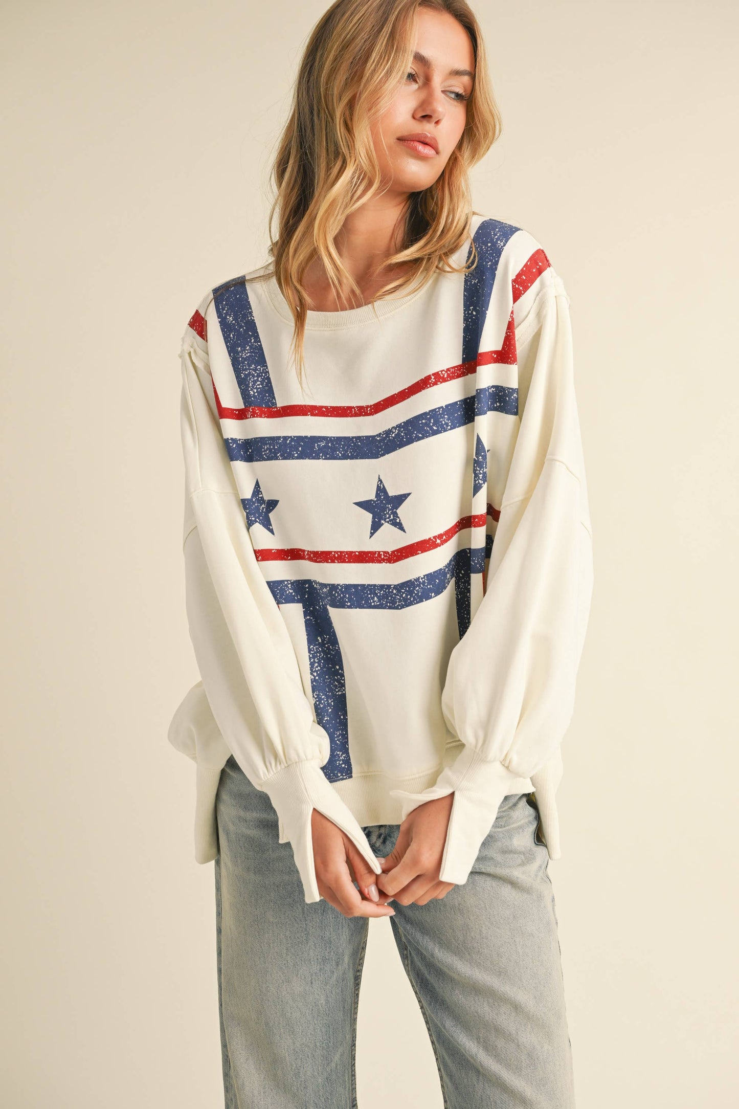 USA STAR GRAPHIC RELAXED FIT SWEATSHIRT