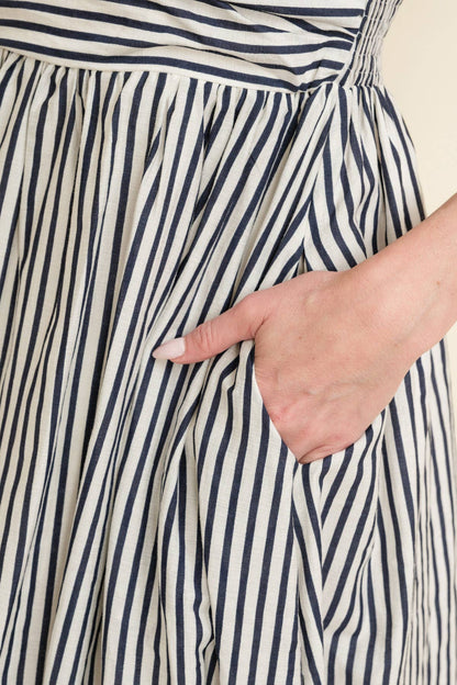 CD13260A - SHOULDER TIE STRIPED MAXI DRESS