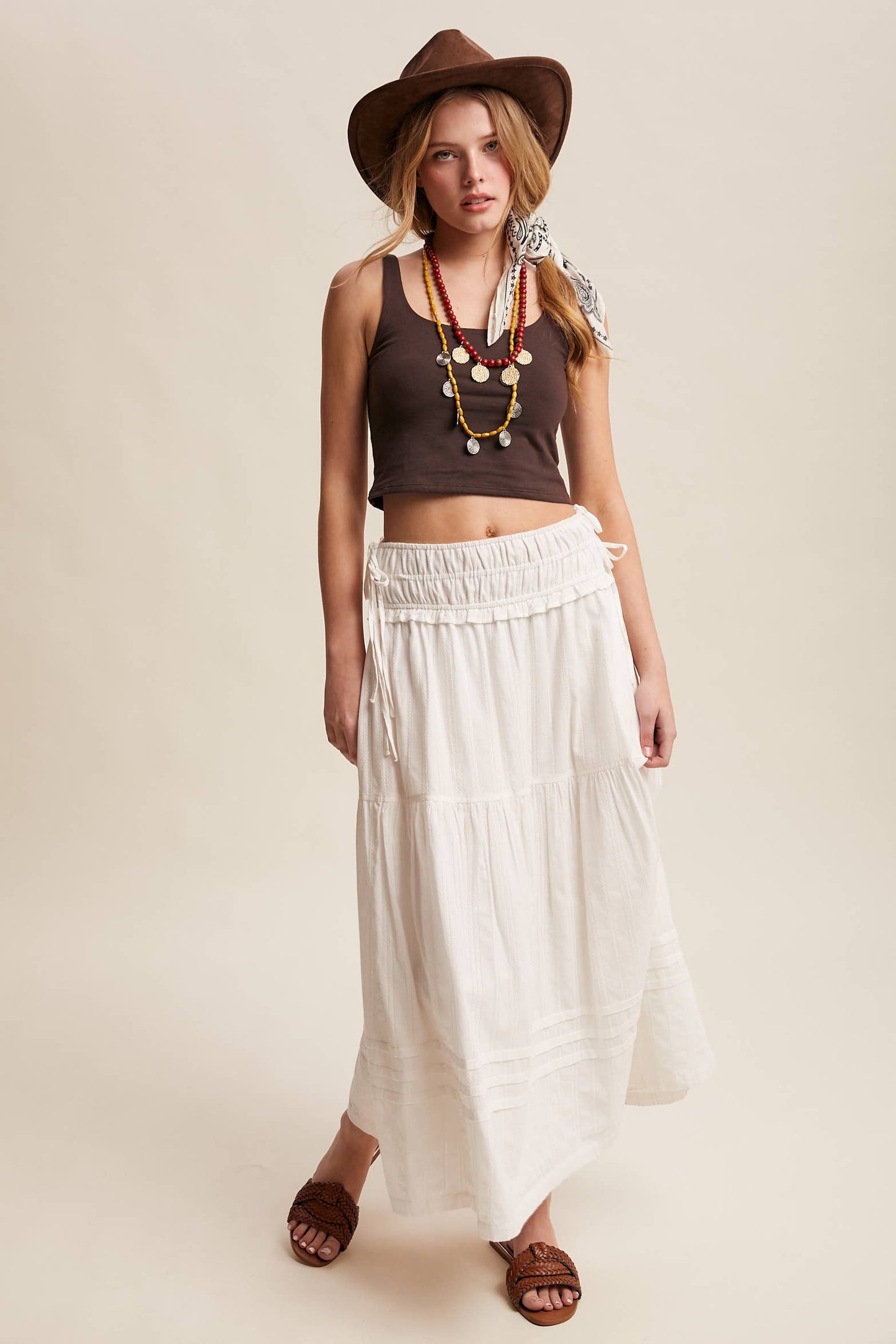 Textured Cotton Maxi Skirt