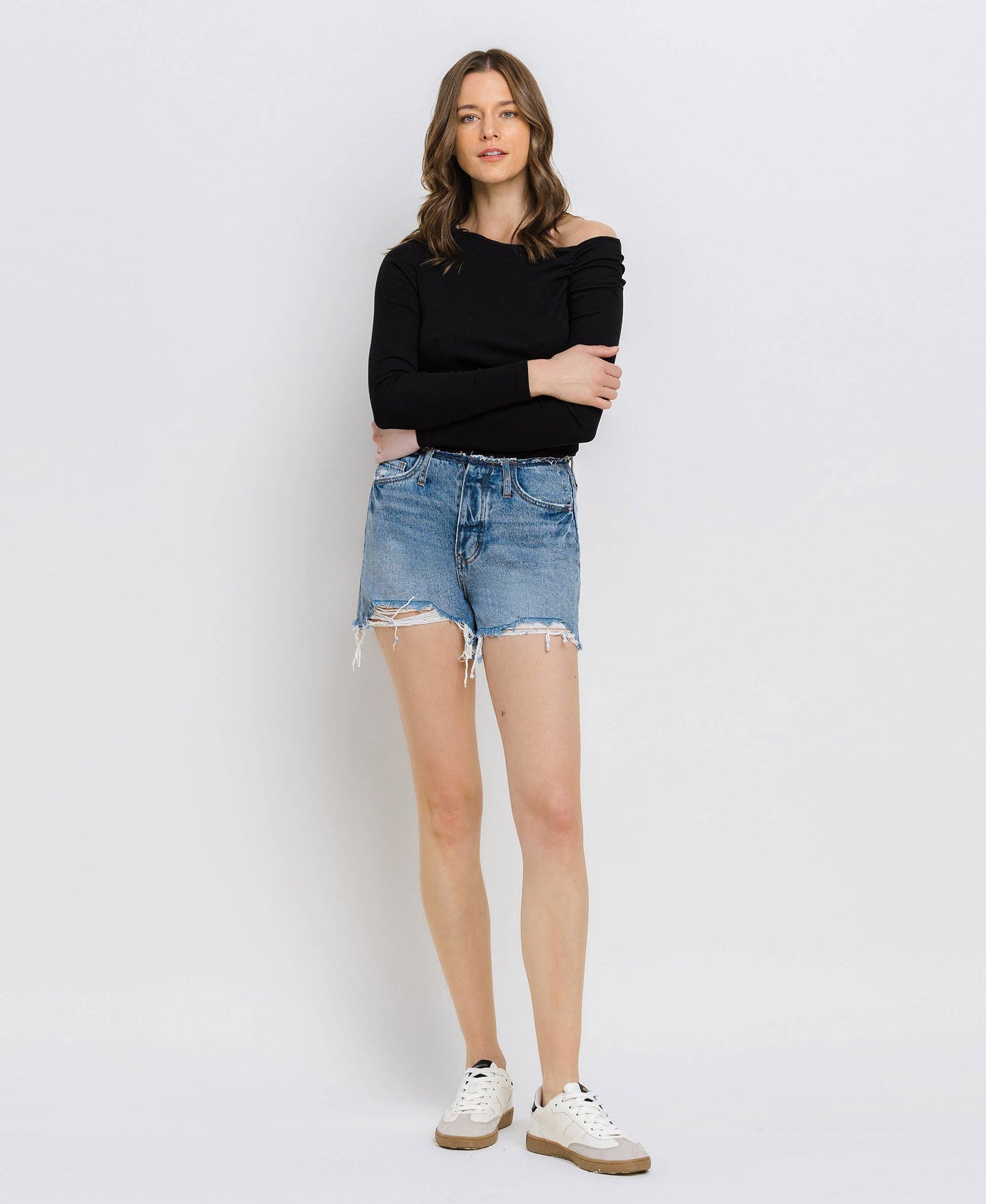 HIGH RISE BANDLESS BOYFRIEND SHORTS T5785