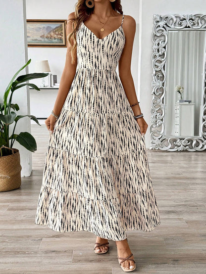 Sleeveless Irregular Striped Design Dress