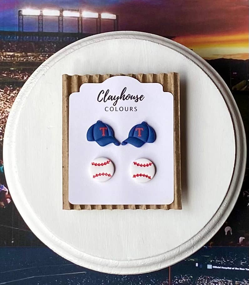 Rangers Baseball Earrings 