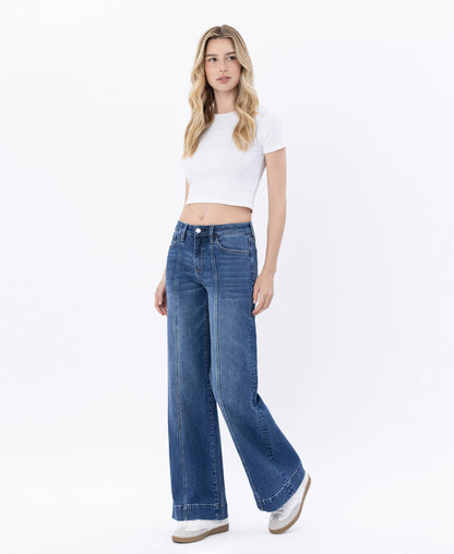 HIGH RISE TROUSER HEM WIDE LEG JEANS LV1753
