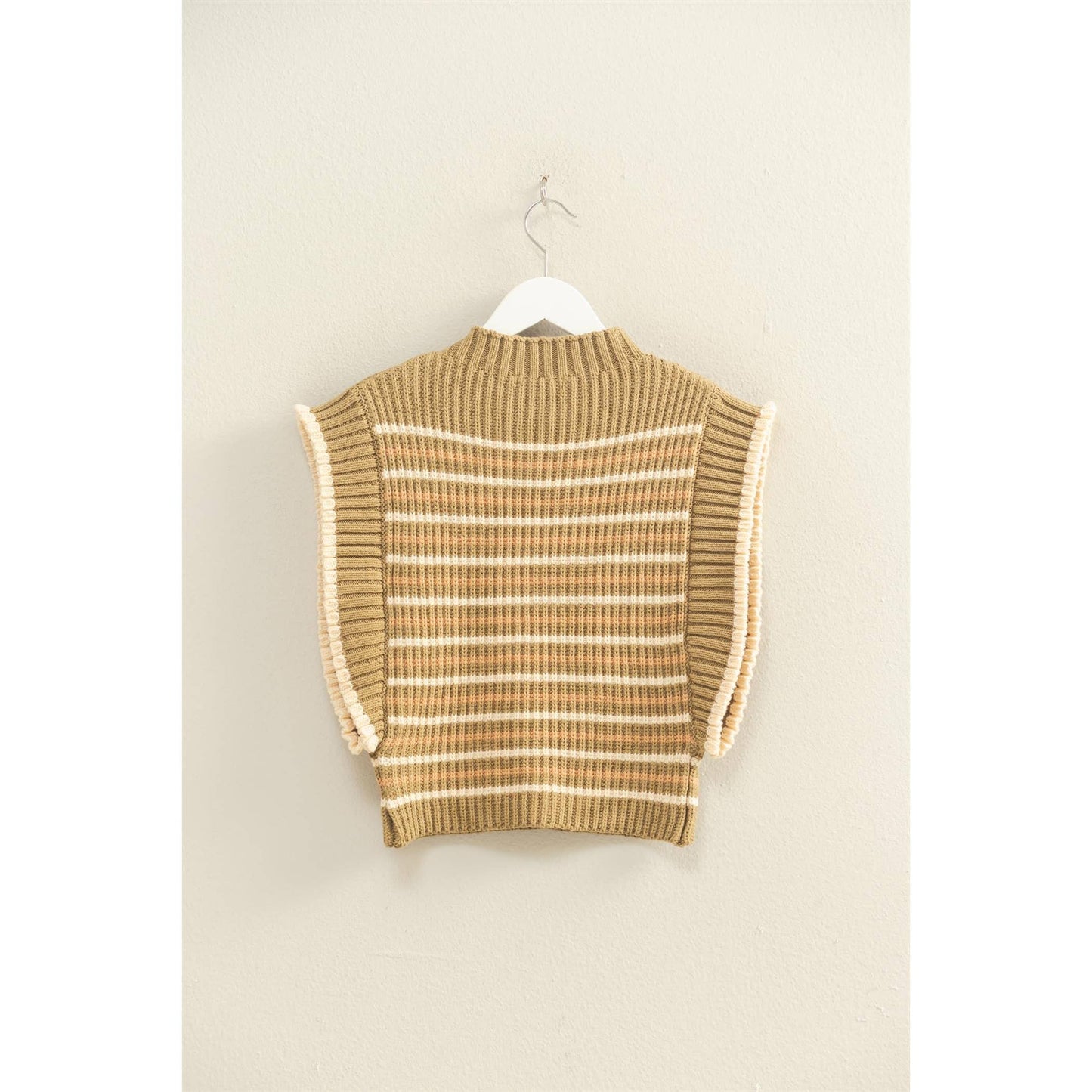 Chic Striped Mock Neck Sleeveless Sweater Vest