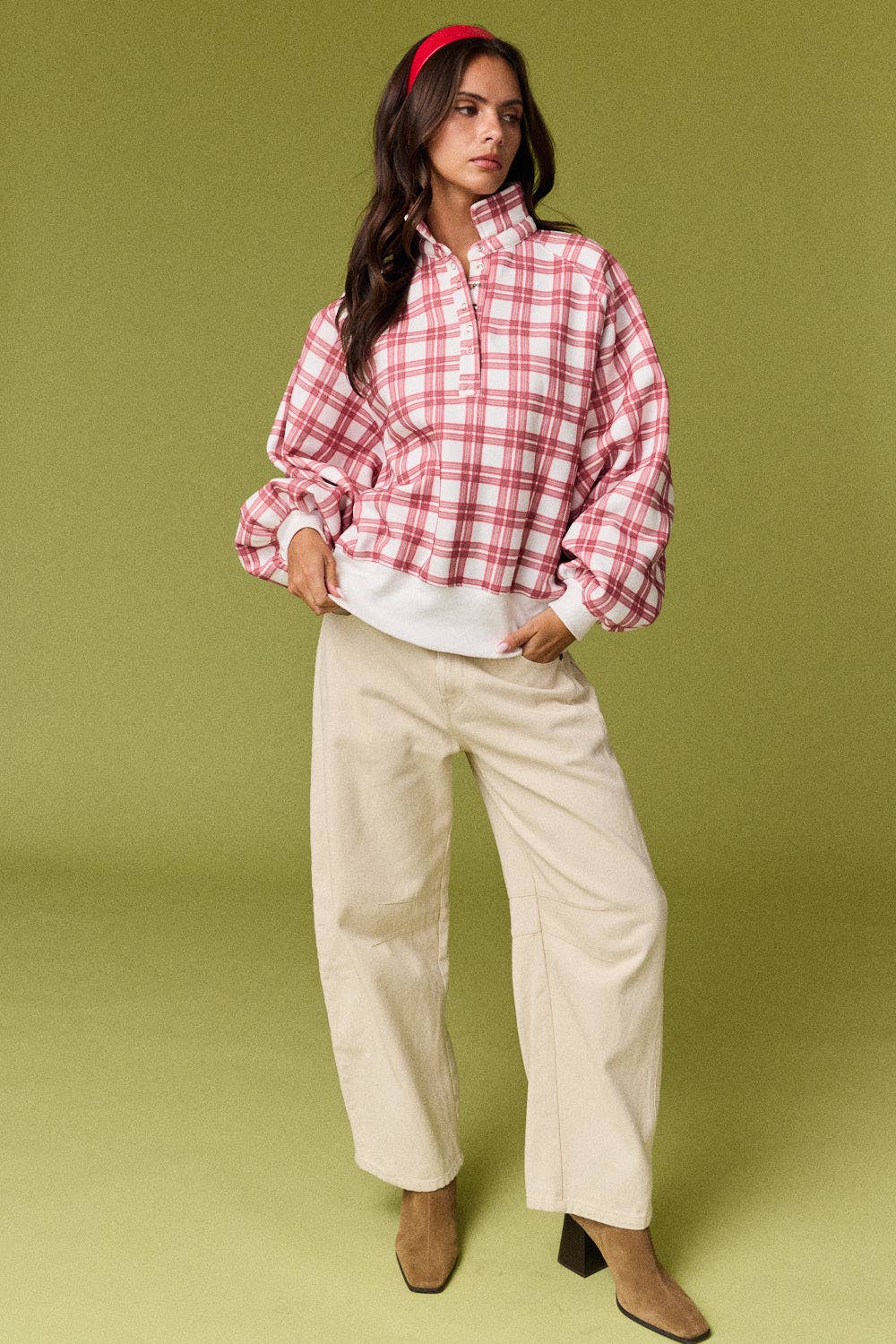 Natalie Plaid Mock Neck Sweatshirt