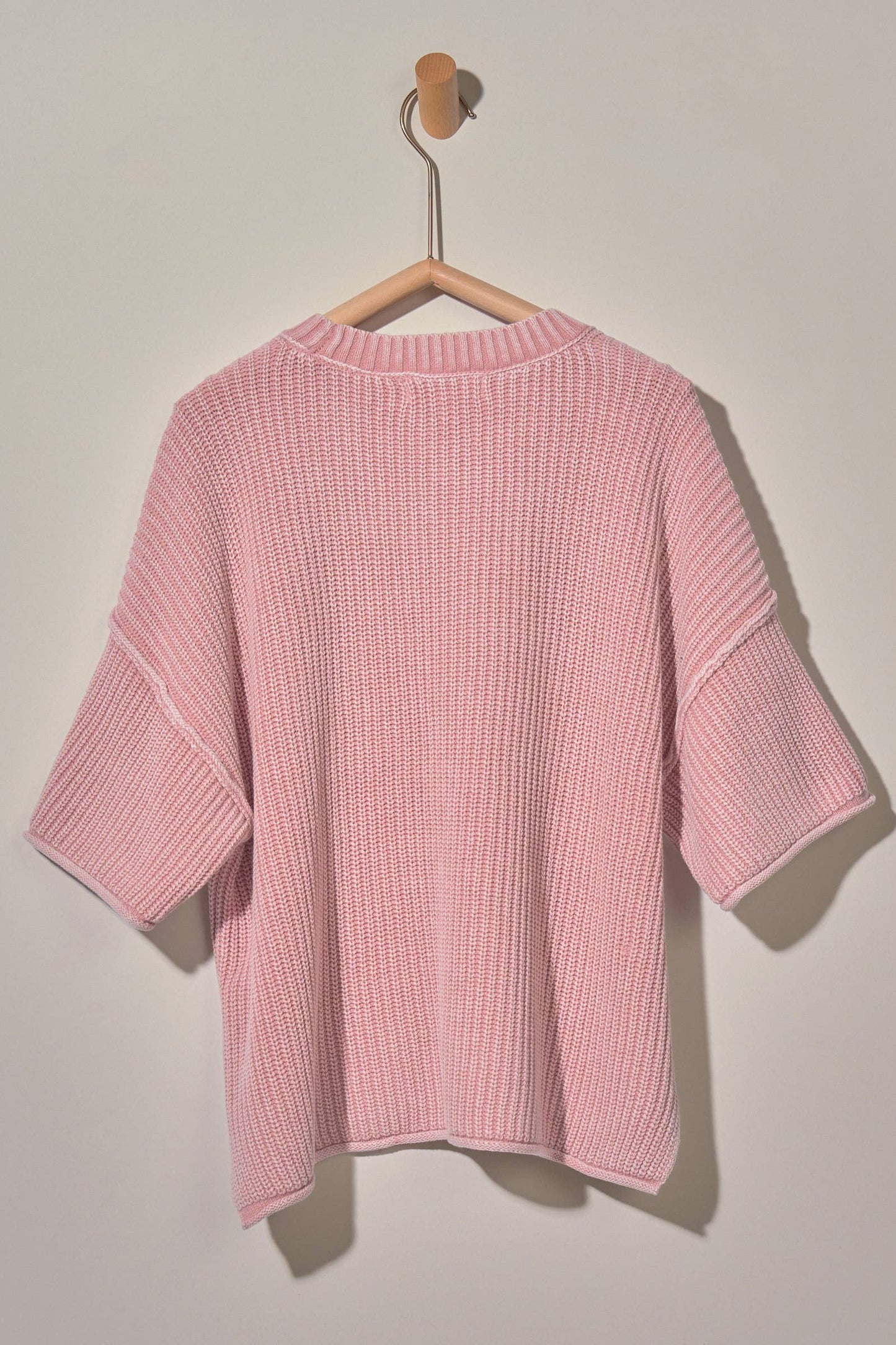 Mineral Wash Exposed Seam Short Sleeve Sweater