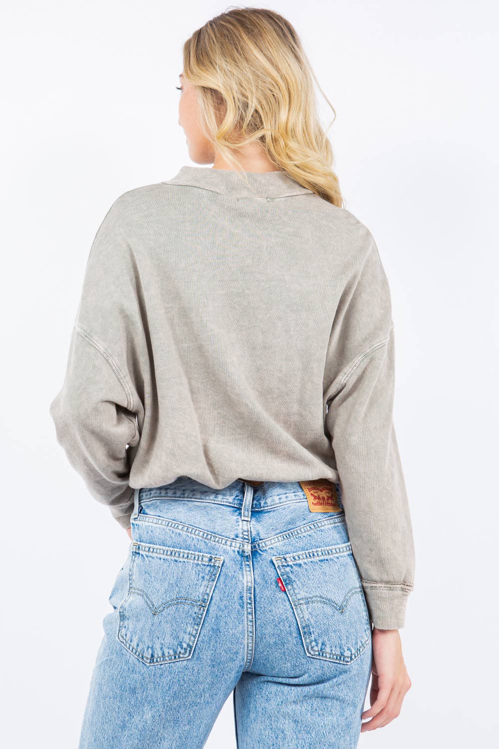 Mineral Wash Half-zip top HE5541T