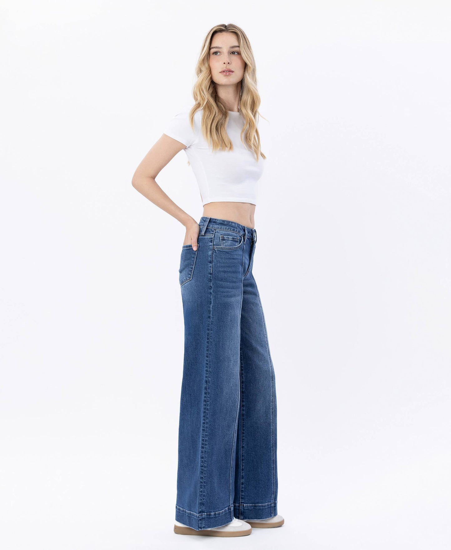 HIGH RISE TROUSER HEM WIDE LEG JEANS LV1753