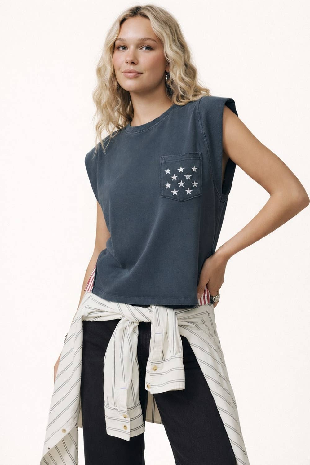 250th USA star pocket stripe side tank