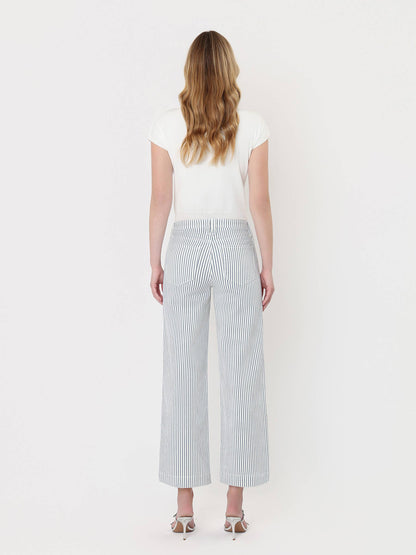 HIGH RISE PATCH POCKET CROP STRIPED WIDE LEG JEANS LV2292STR