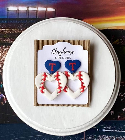 Rangers Baseball Earrings 