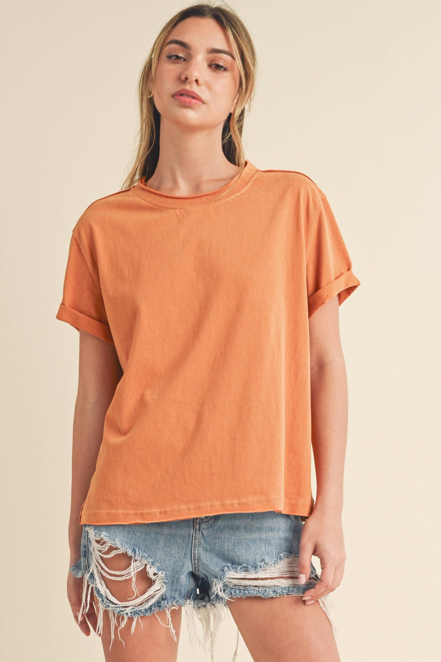8314DN Mali Baby Tee Short Sleeve Top: White / Contemporary / S