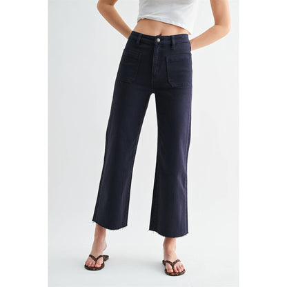 HIGH RISE WIDE LEG CROP RAW HEM