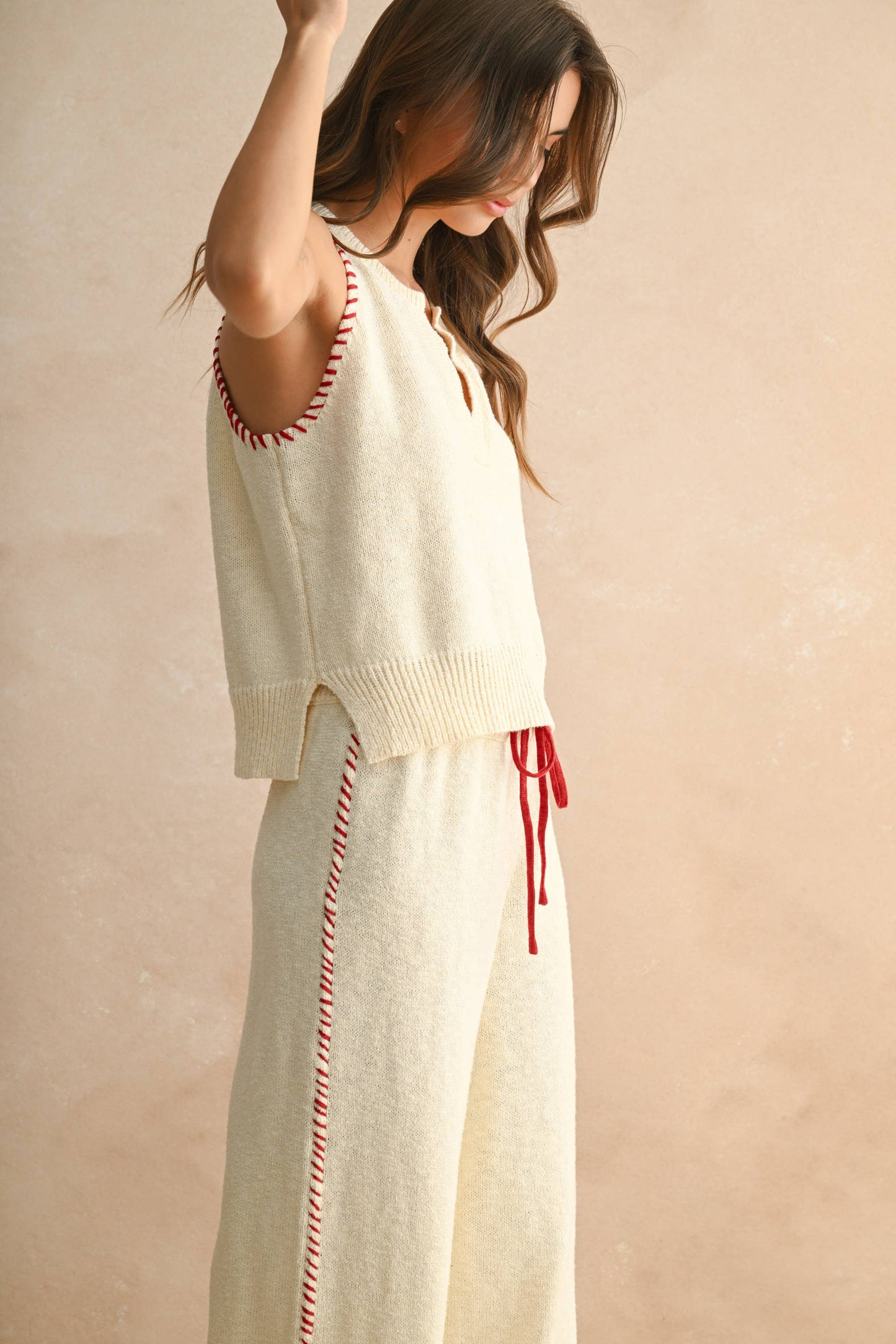 T4759ST   STITCH DETAILED KNITTED TOP