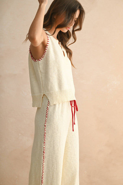 T4759ST   STITCH DETAILED KNITTED TOP
