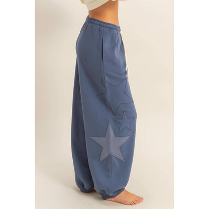 Star Patch Casual Drawstring Jogger Pants