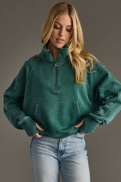 Dk Green Quarter Zip Sweatshirt