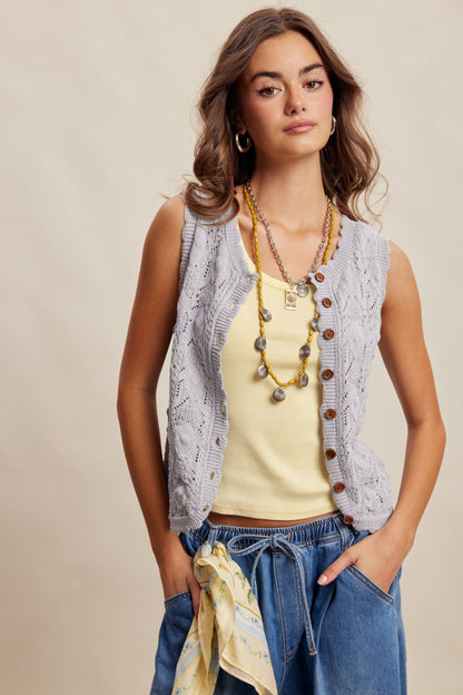 Reversible Pointelle Knit Vest Top LSW1049