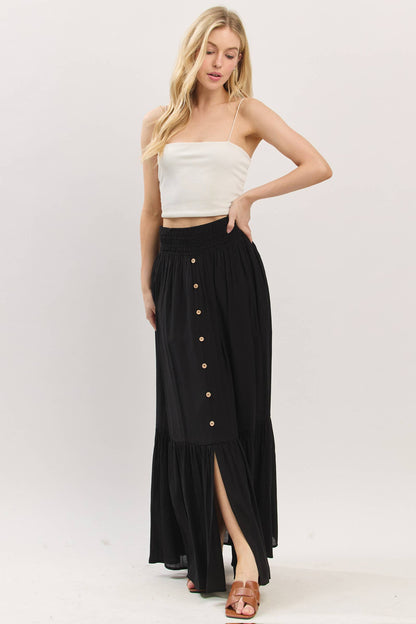 Tiered Center Slit Maxi Skirt - VS3399A
