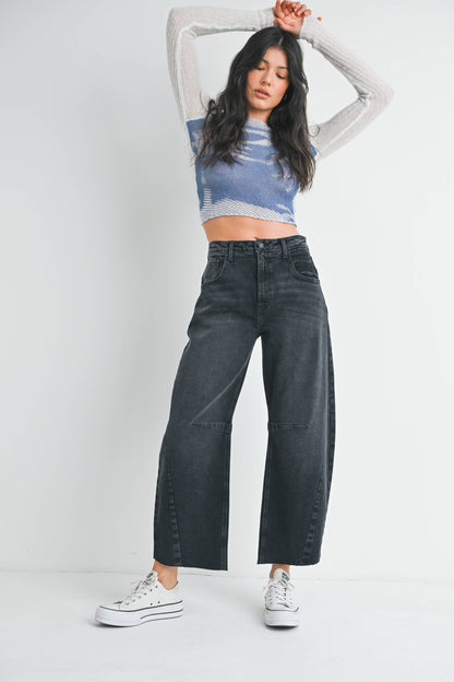 Black Barrel Jean w/ Seams