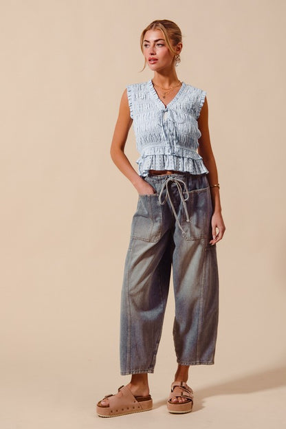 Mid Rise Wide Leg Denim Jeans