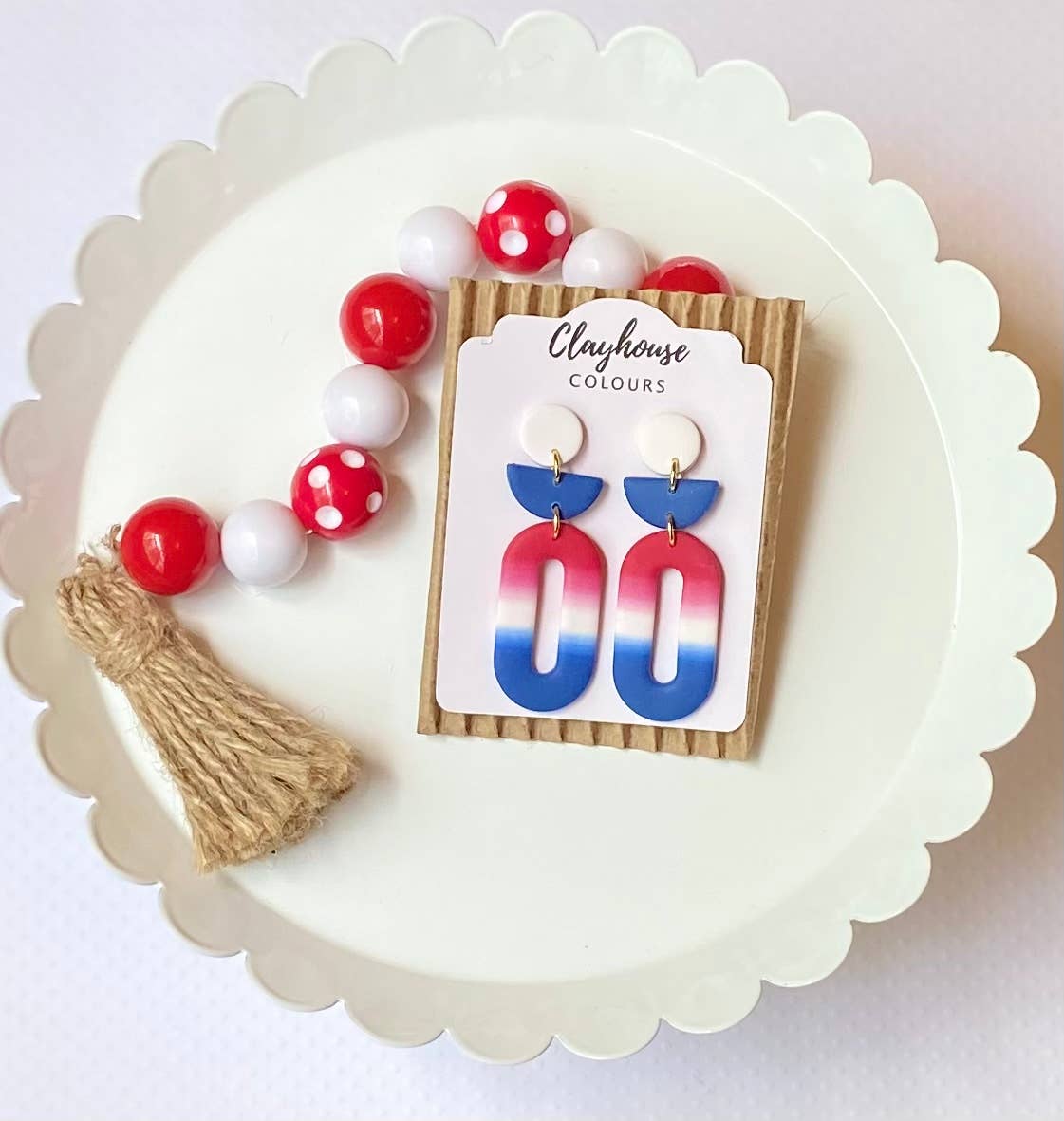 Red, White & Blue Clay Earrings 