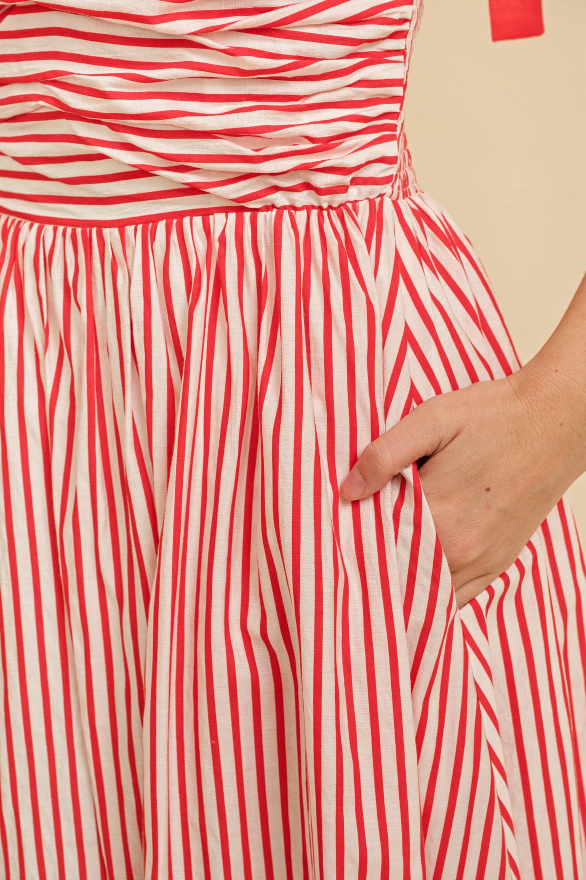 CD13260A - SHOULDER TIE STRIPED MAXI DRESS