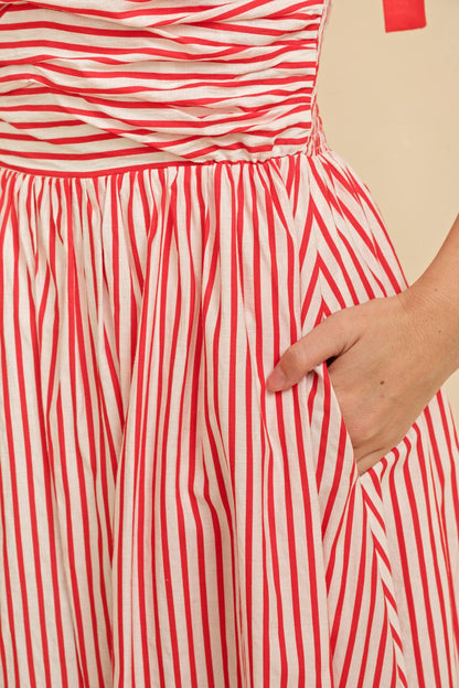 CD13260A - SHOULDER TIE STRIPED MAXI DRESS