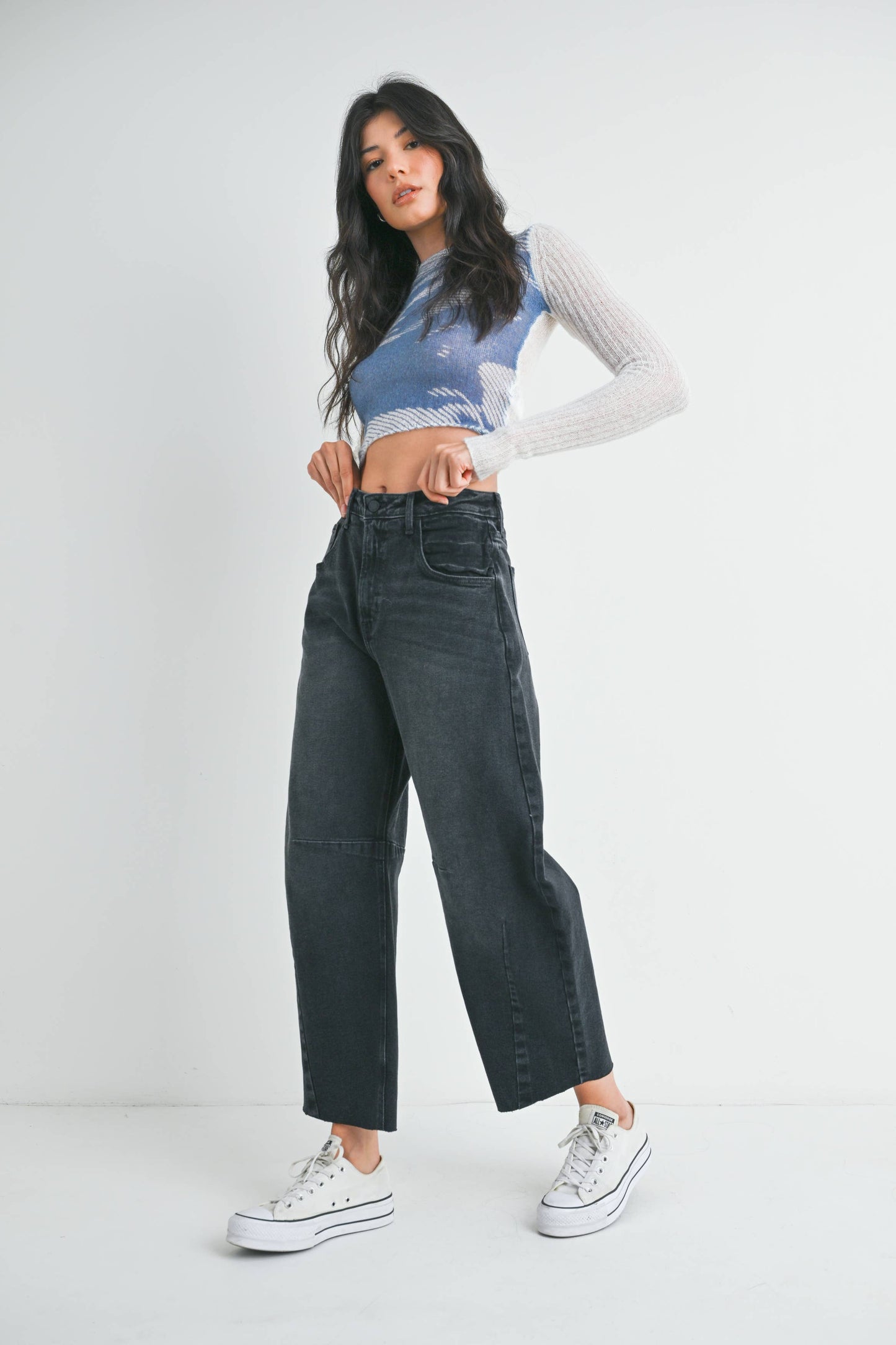 Black Barrel Jean w/ Seams