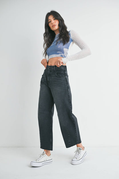 Black Barrel Jean w/ Seams