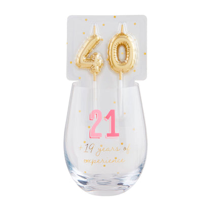 Wine Glass & Candle Set