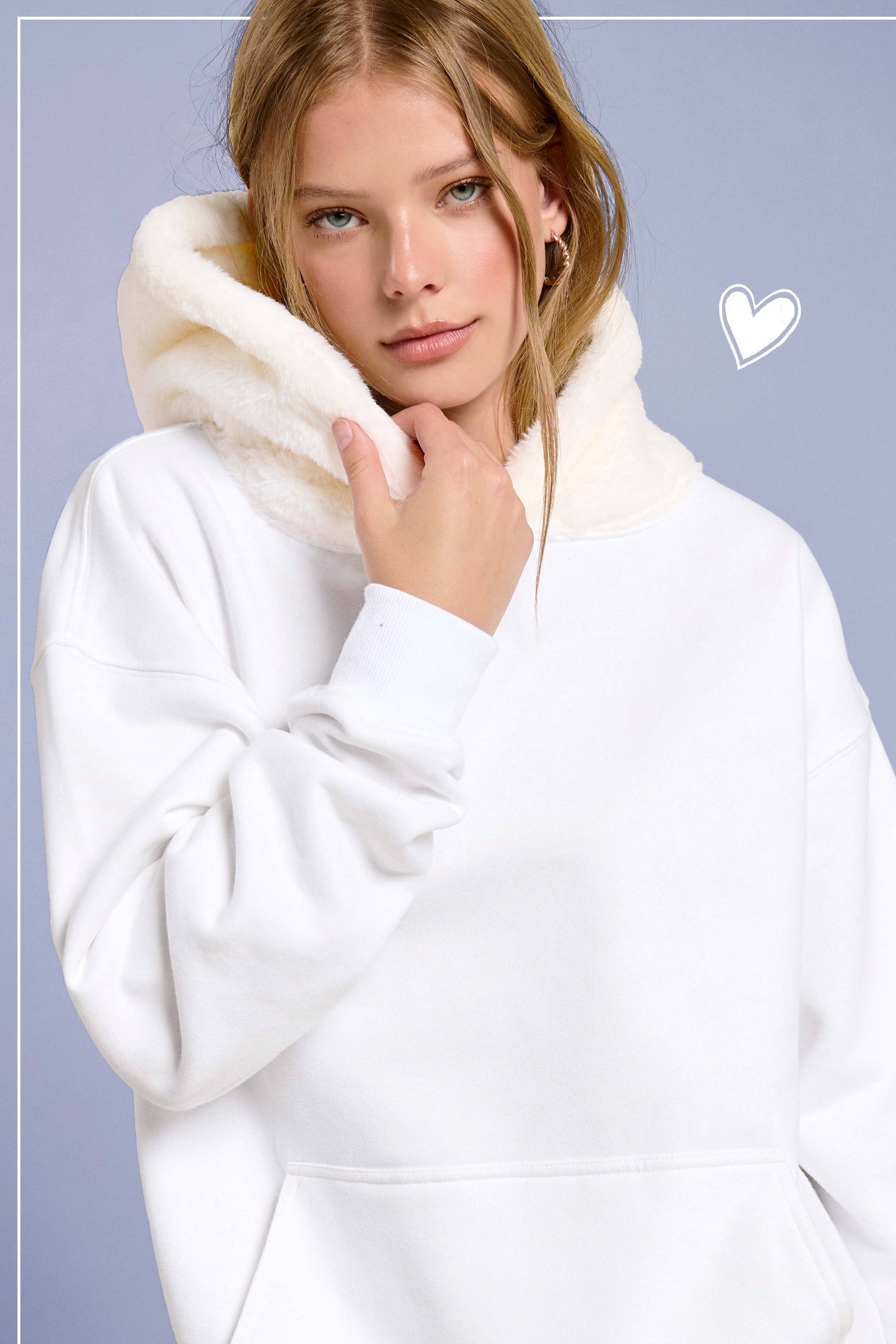 MDT7717-Cozy Fur Hooded Unisex Pullover Sweatshirt