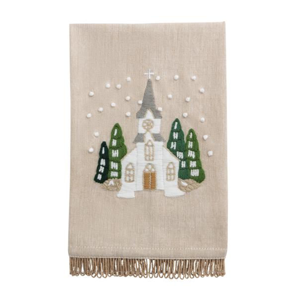 WHITE CHRISTMAS EMBROIDERED TOWEL