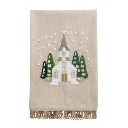 WHITE CHRISTMAS EMBROIDERED TOWEL