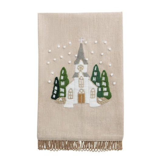 WHITE CHRISTMAS EMBROIDERED TOWEL