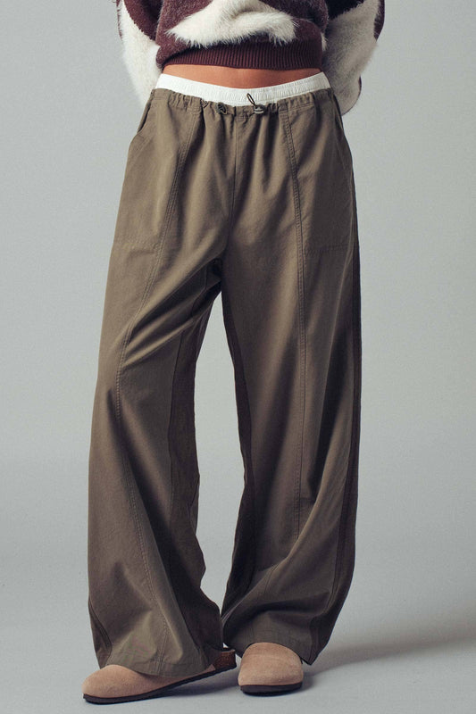 Drawstring Waist Wide-Leg Relaxed Pants