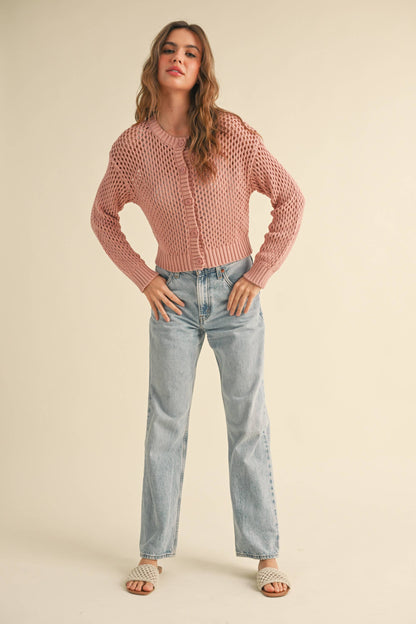 J2844  CROCHET KNITTED BUTTONDOWN CARDIGAN