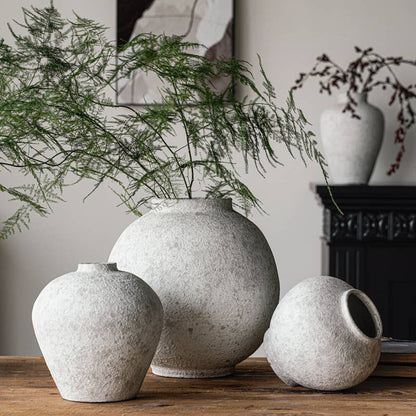 Handmade Terracotta Vase, Pottery Art Pot in Matte White