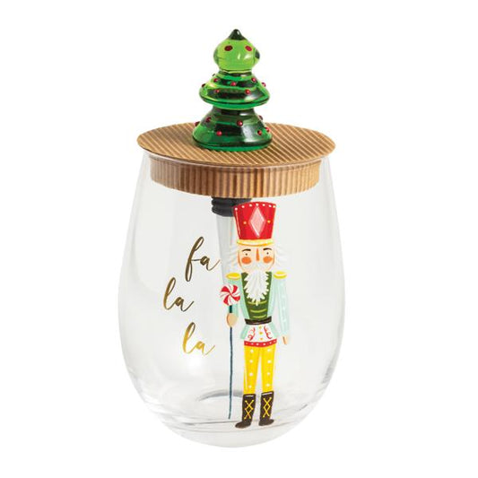 CHRISTMAS WINE GLASS & STOPPER SET