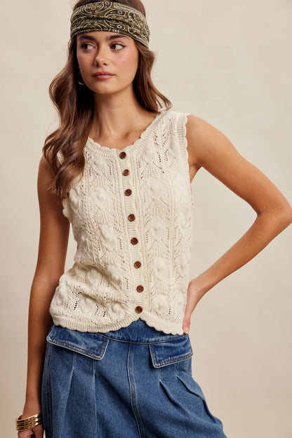 Reversible Pointelle Knit Vest Top LSW1049