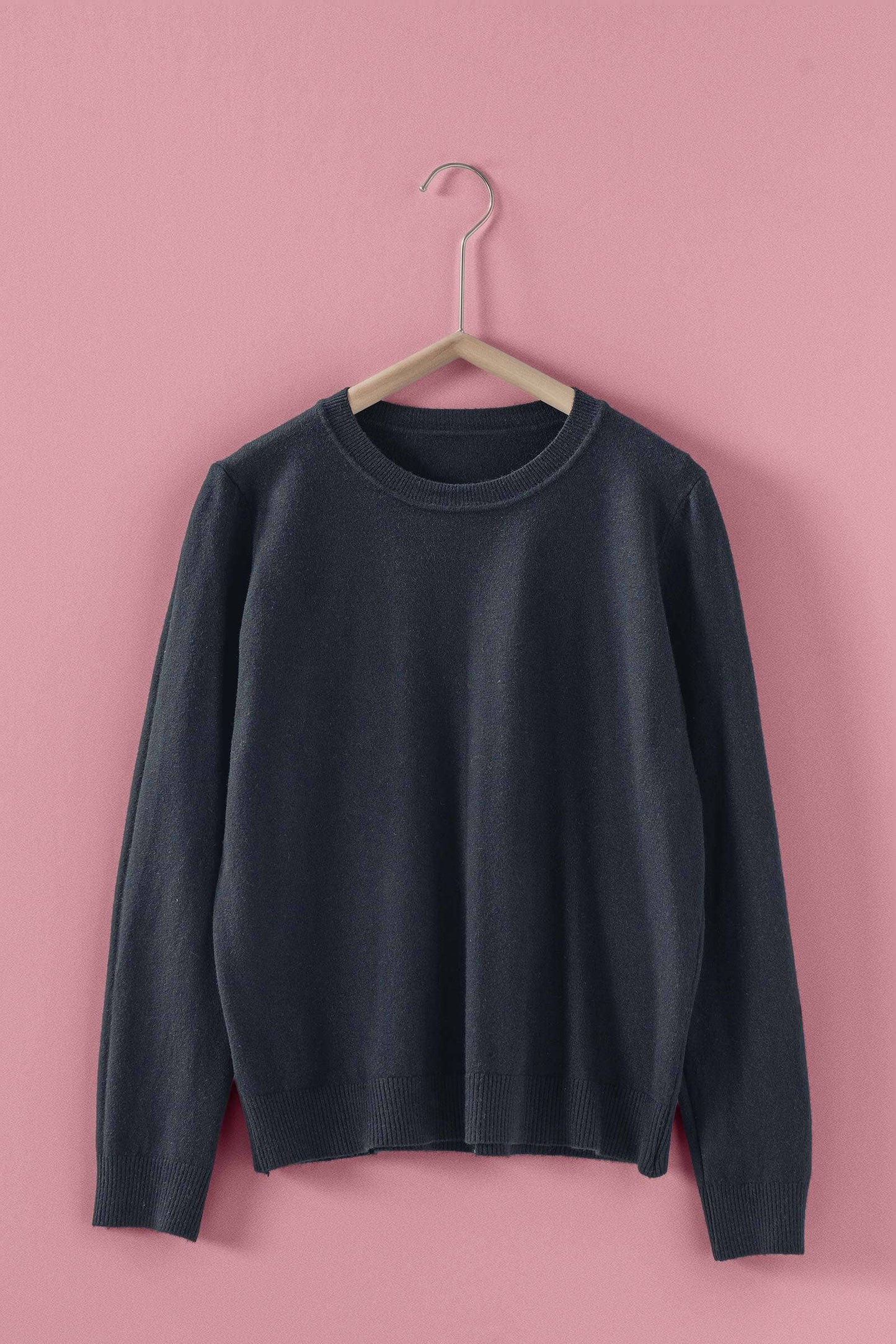 Soft Viscose Blend Crewneck Knit Pullover
