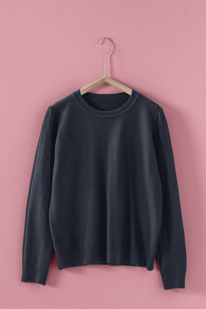 Soft Viscose Blend Crewneck Knit Pullover
