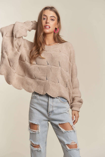 CESW3443 - SCALLOP LOOSE FIT SWEATER