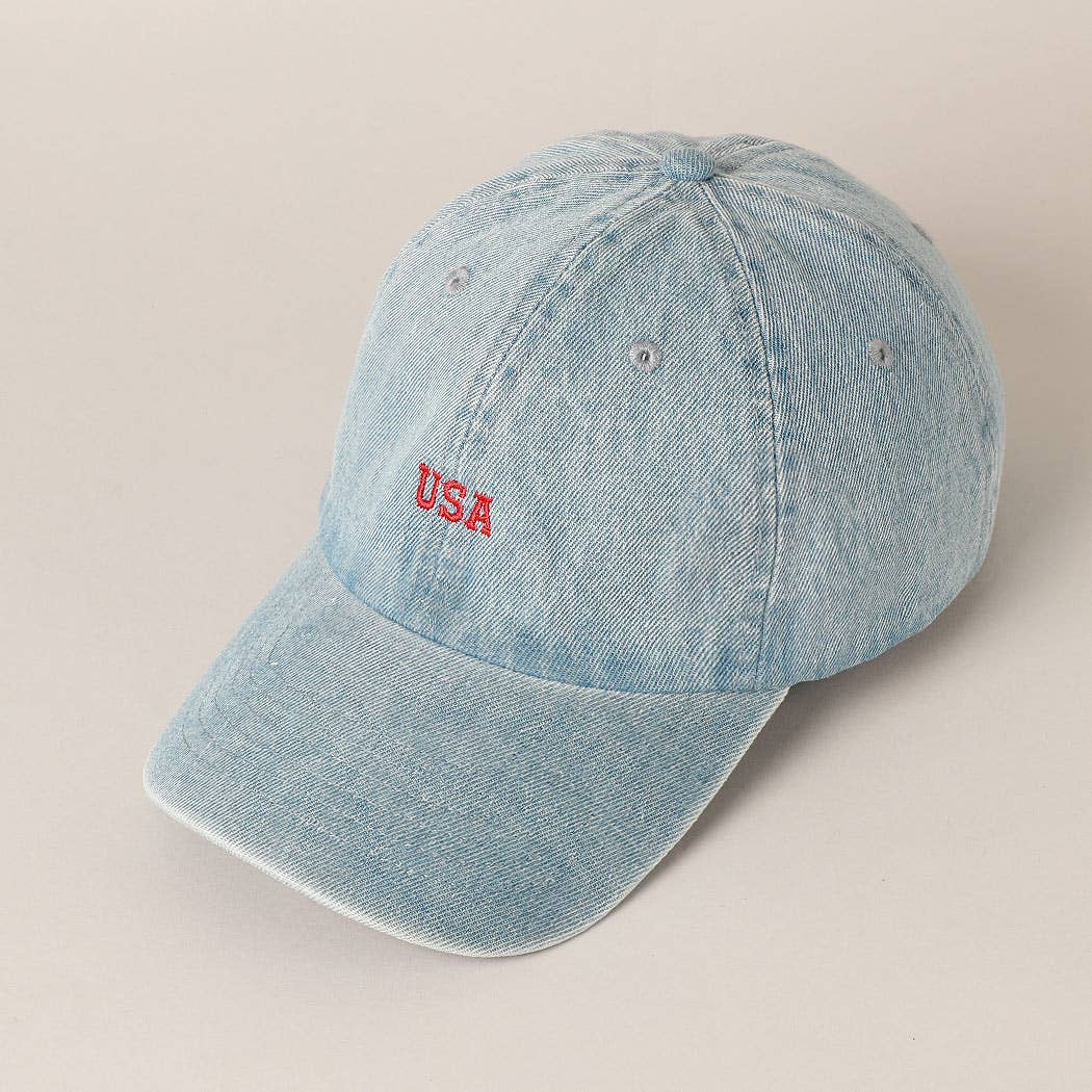 USA Embroidered Denim CottonUSA Embroidered Den Baseball Cap