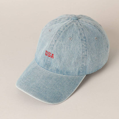 USA Embroidered Denim CottonUSA Embroidered Den Baseball Cap