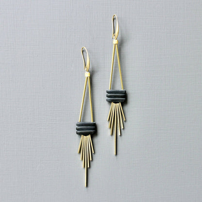 JLTE73 matte black glass geometric earrings