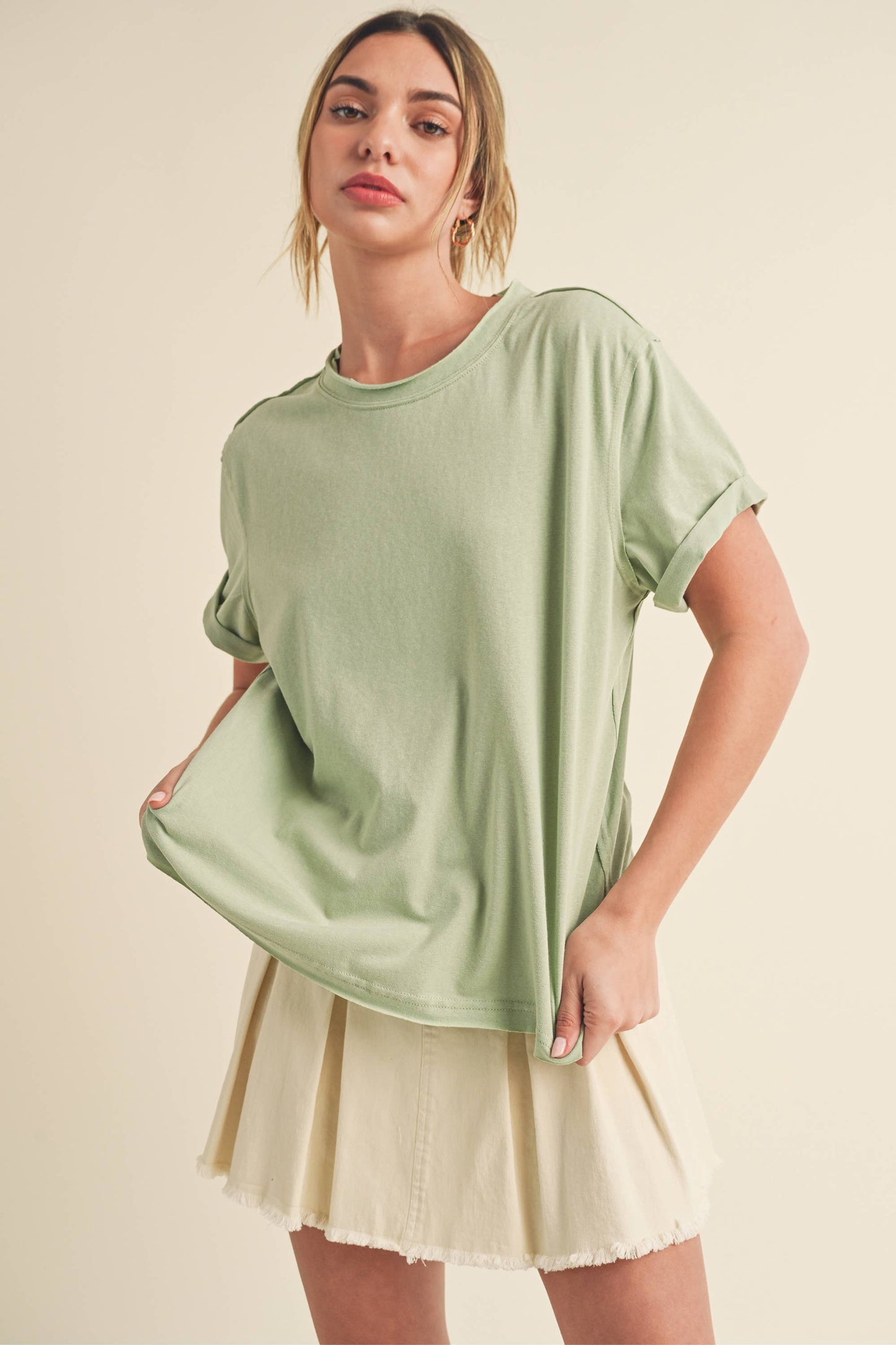 8314DN Mali Baby Tee Short Sleeve Top: White / Contemporary / S