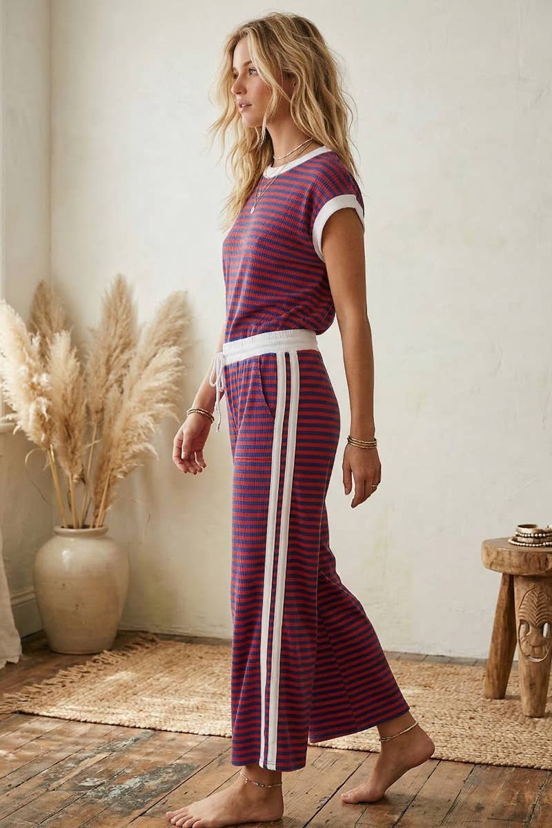 Lightweight Ribbed Striped 4th of July Lounge Set