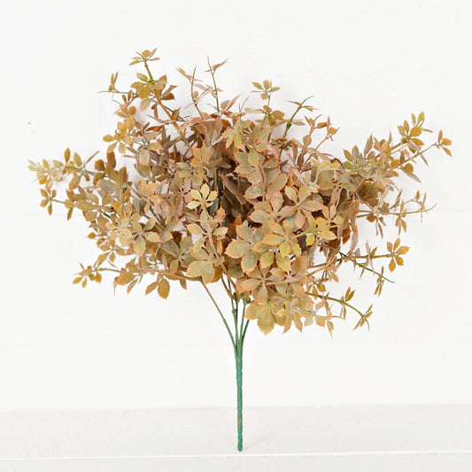 530075- 16in Plastic Sweetgum Leaves Bush-Flocked Fall Mix-