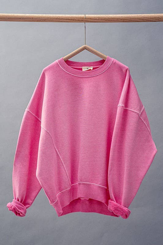 Crew Neck Comfort Washed  Spring Sweatshirt